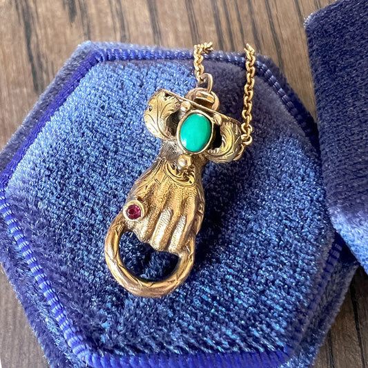 Georgian Turquoise Hand & Snake Clasp