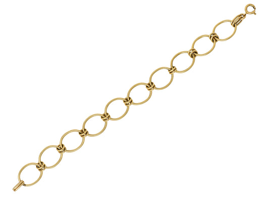 1940's Retro 14 Karat Gold Oval Link Bracelet