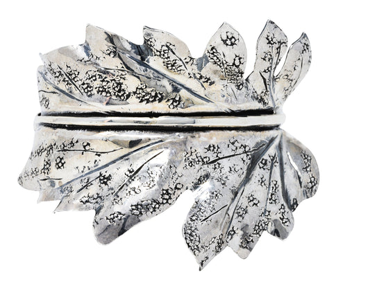 1970's Buccellati Sterling Silver Prestigi Leaf Cuff Bracelet