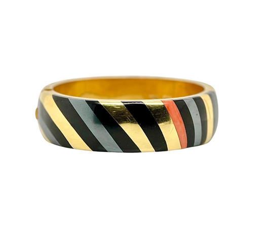 Tiffany & Co. 18k Yellow Gold Inlay Bangle Bracelet