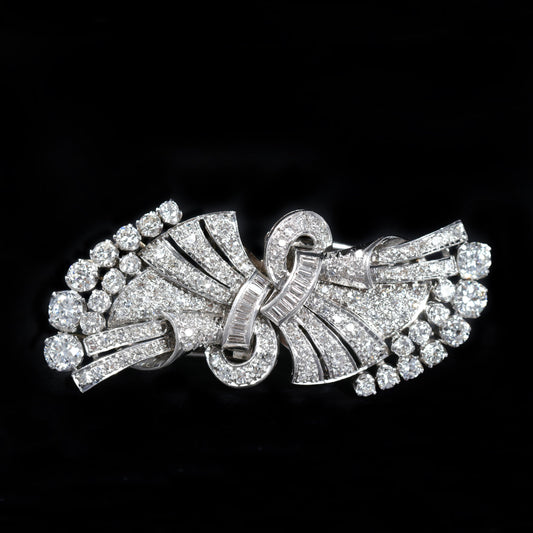 Art Deco Platinum and Diamond Lapel Clips/Brooch