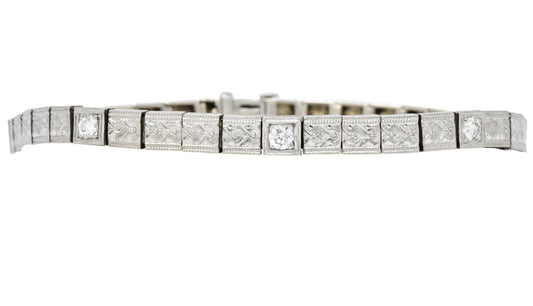 Bailey Banks & Biddle Art Deco Diamond Platinum Link Bracelet