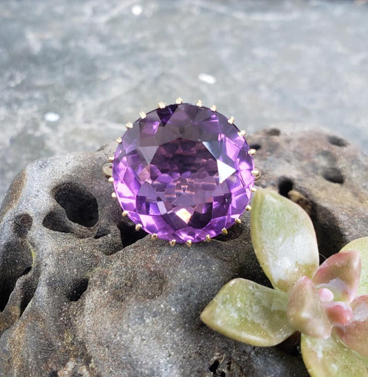 14k gold AMETHYST estate cocktail ring